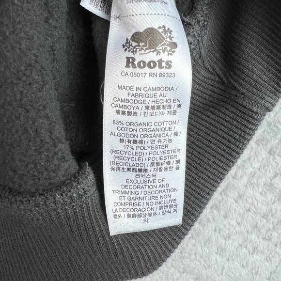 Roots Womens Crewneck Sweatshirt Plaid Raised Lettering Organic Cotton Sz Small - Picture 9 of 11